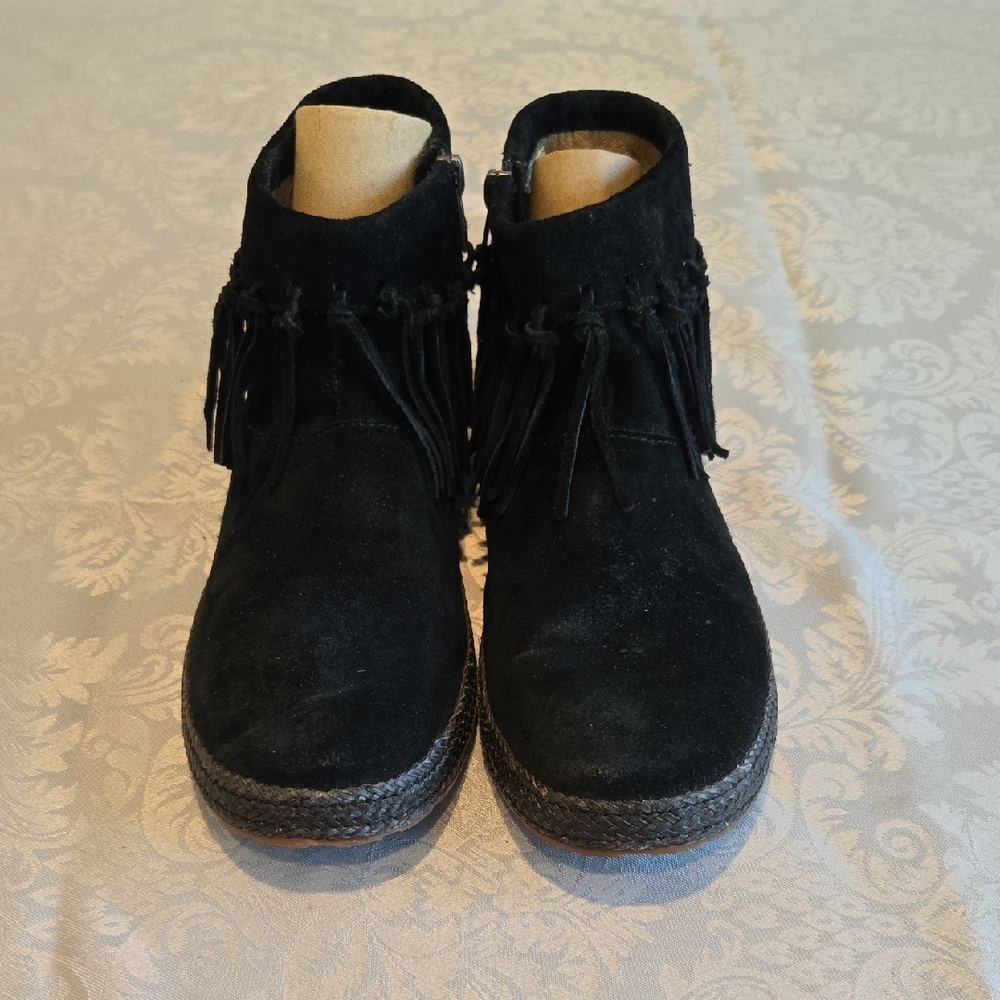 UGG Black Suede Fringe Ankle Boots